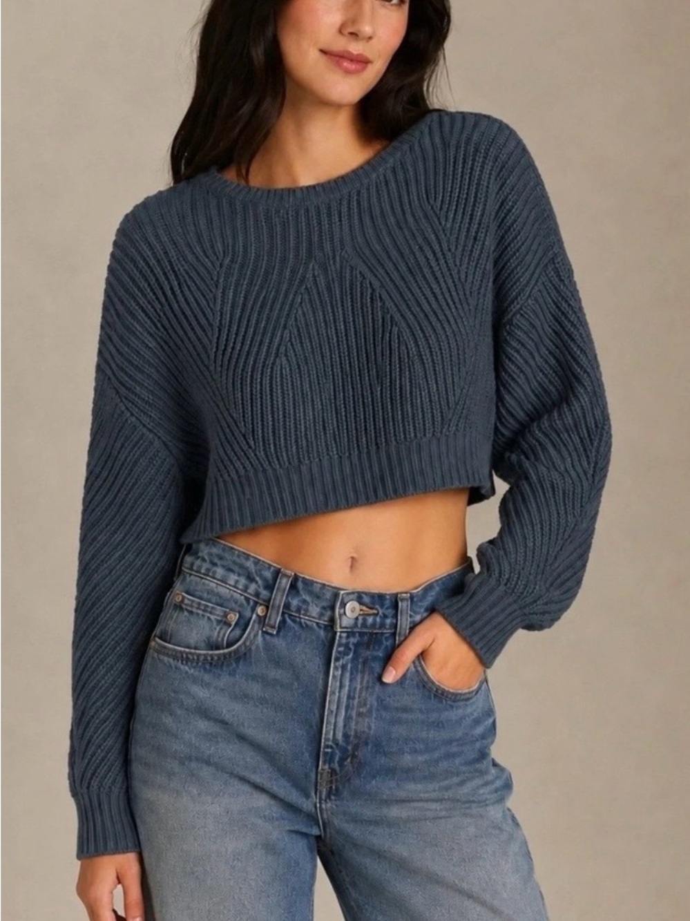 Anthropologie Cropped Crewneck Sweater